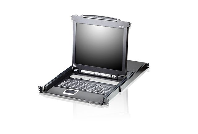 ATEN 8-PORT SINGLE RAIL 17" LCD KVM UK