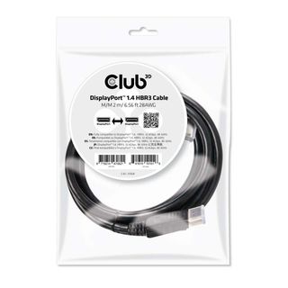 CLUB3D CAVO DISPLAYPORT 1.4 HBR3 MASCHIO/MASCHIO 2MT 8K 60HZ BLACK