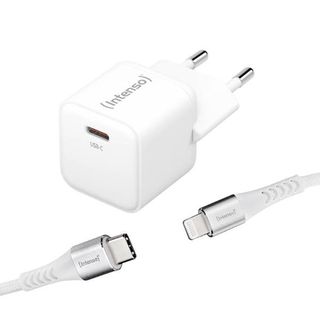 INTENSO POWER CHARGER CARICABATTERIE DA RETE GaN 30 W USB-C + CAVO USB-C BIANCO