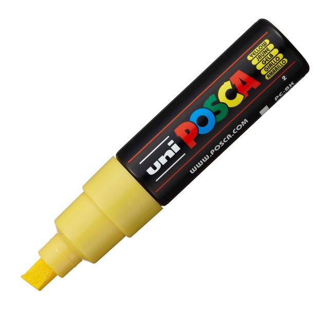 Marcatore a tempera POSCA Uni-Ball punta a scalpello 8 mm giallo M PC8K G