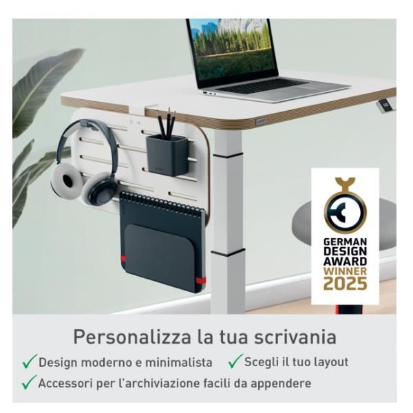 Pannello forato con accessori portapenne, gancio e portariviste 42x25 cm Leitz …