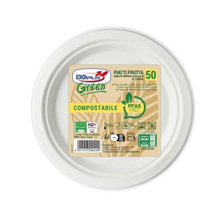 Piatti frutta in polpa Dopla Green Pfas Free bianco - Ø 170 mm - conf. 50 pz - …