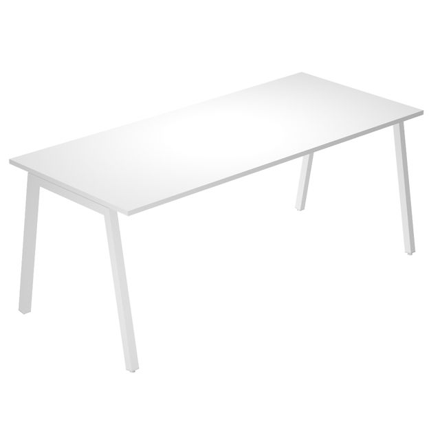 Scrivania lineare Easy struttura bianca gambe inclinate 140x80cm grigio