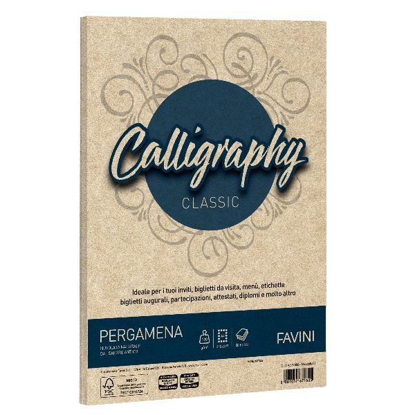 Carta Calligraphy pergamena - A4 - 190 gr - nocciola 04 - Favini - conf. 50 fog…