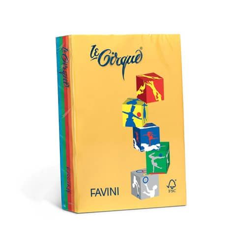 Carta Le Cirque - A4 - 160 gr - mix 5 colori intensi - Favini - conf. 250 fogli