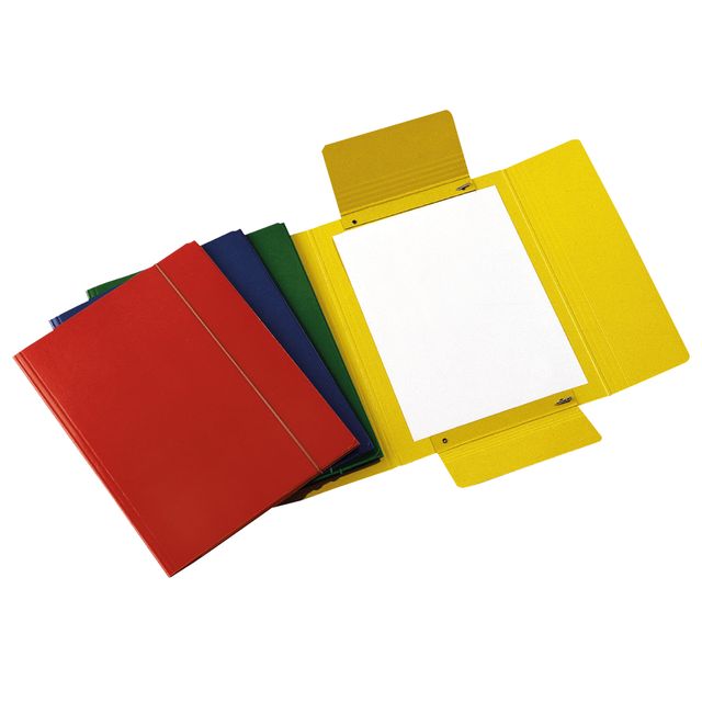 Cartella 3 lembi con elastico - A4 - dorso variabile - presspan - colori assort…
