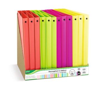 BLOCCHI QUADERNI E RUBRICHE - RACCOGLITORE NEON 4ANELLI DIAM.3